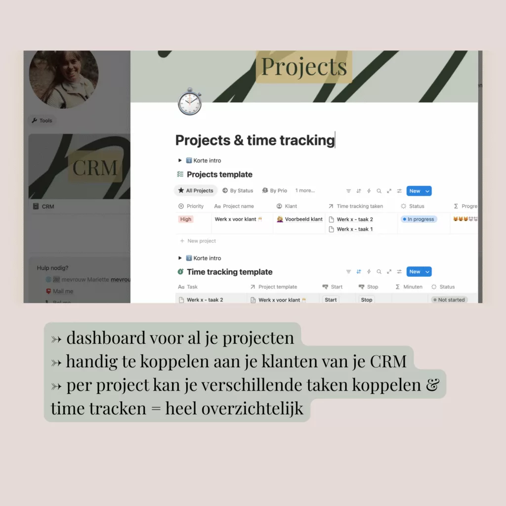 Mini dashboard detailed view projects